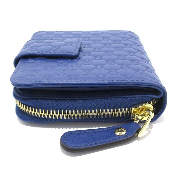 GUCCI Micro Guccissima Blue Leather Bifold Wallet 220-081025 - Picture 2 of 10